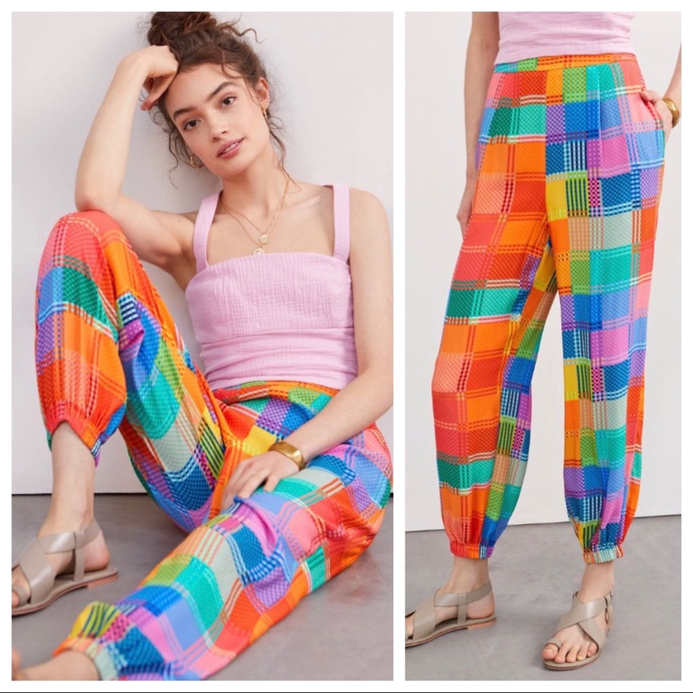 NWT FARM RIO Bright Rainbow Print Joggers